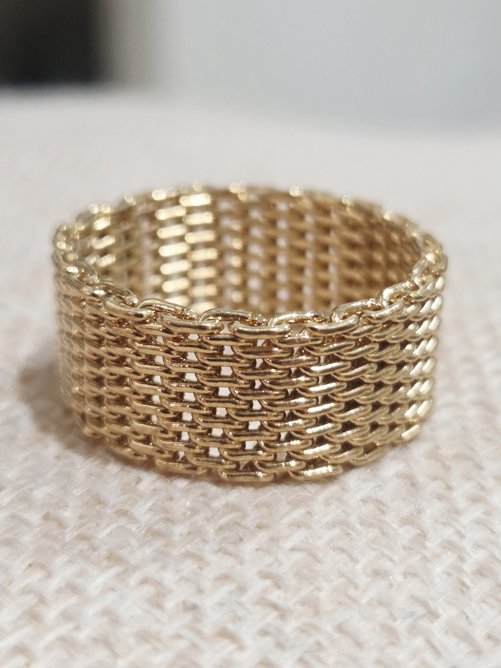 Gold Mesh Band Ring - Women's Fashion Ring
